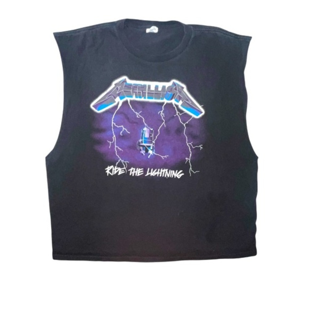 VTG Metallica Ride The Lightning Cut Off Shirt Back Glows In The Dark Size 2XL